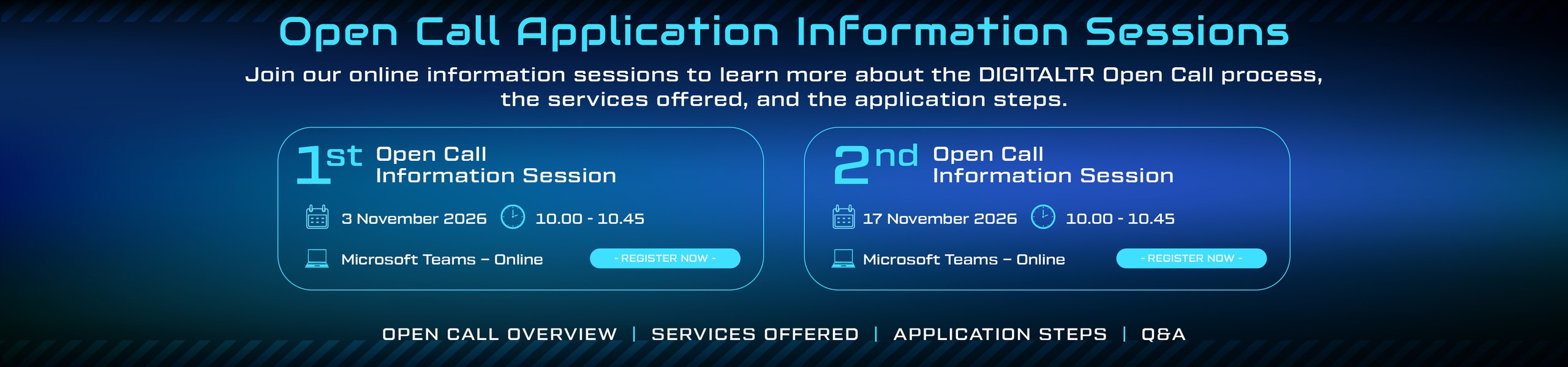 Open Call Application Information Sessions – 3 and 17 November 2026
